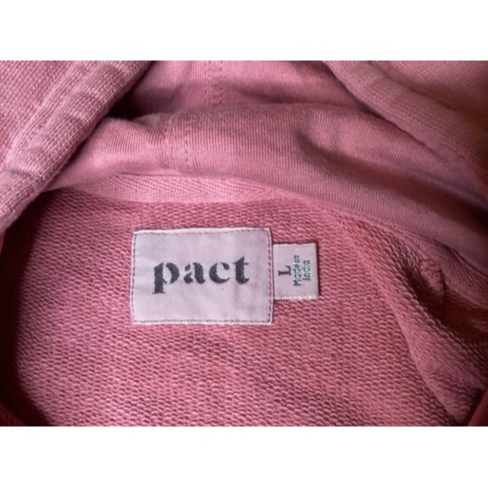 Pact Hoodie Pink Short Sleeve Cropped Large Kangaroo Pocket Organic Cotton READ - Picture 2 of 7